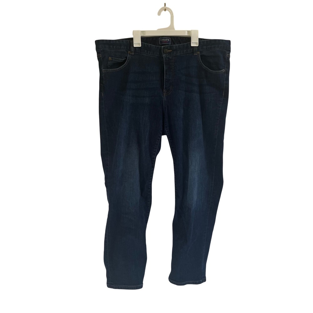 Chaps Denim Womens 18W Straight Leg Jeans Dark Wash Stretch Blue Indigo - 080
